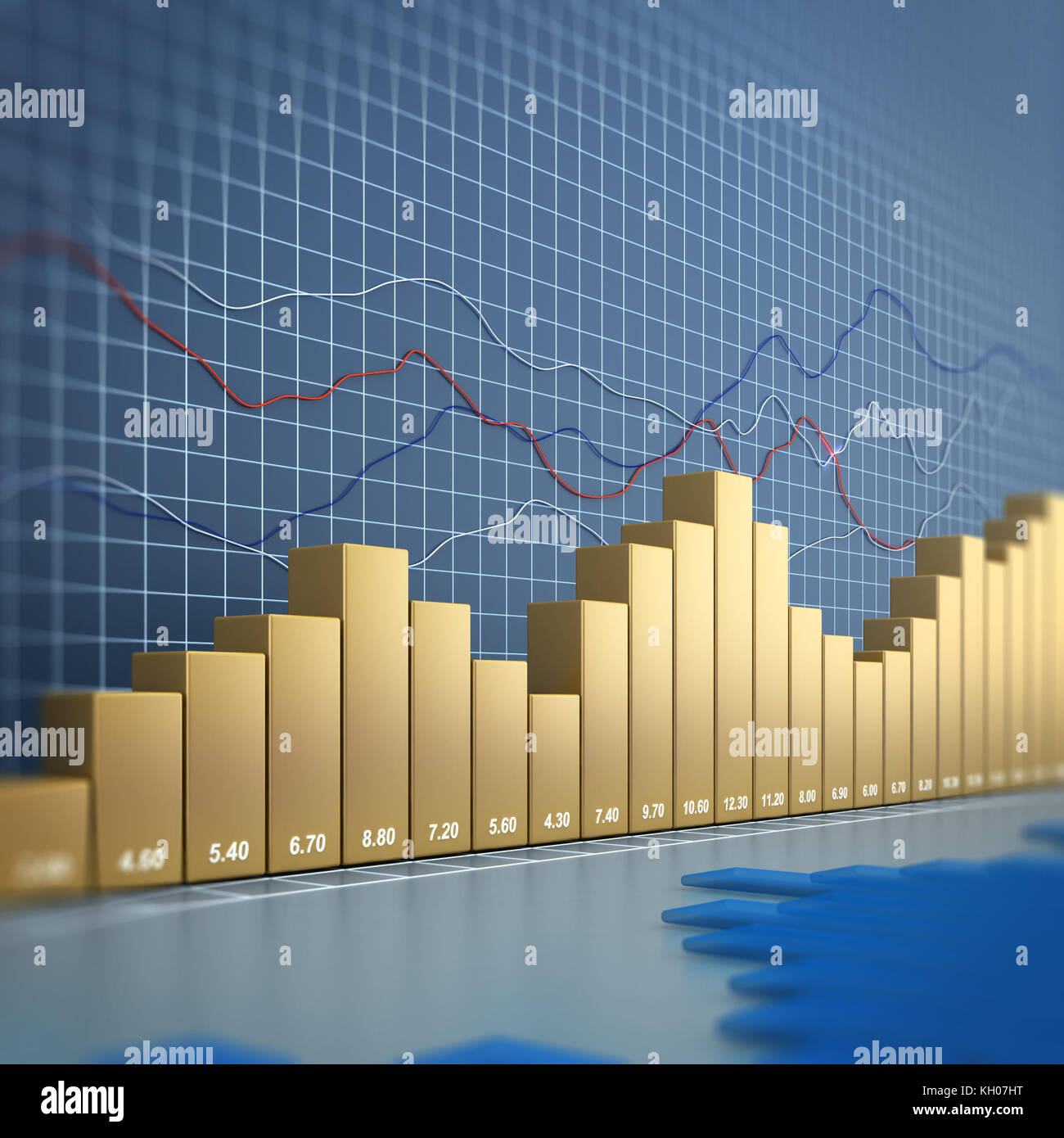 Grafico delle finanze. 3D rendering immagine sfondo tecnologico Foto Stock