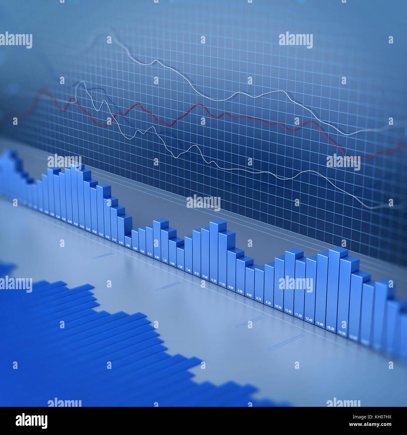 Schema delle finanze. 3D rendering immagine sfondo tecnologico Foto Stock