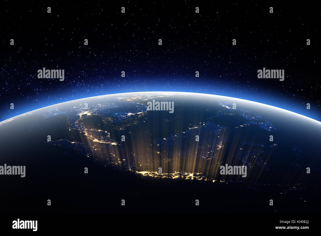 La terra dallo spazio. Il rendering 3d. stelle la mia foto. elementi di questa immagine fornita dalla NASA Foto Stock