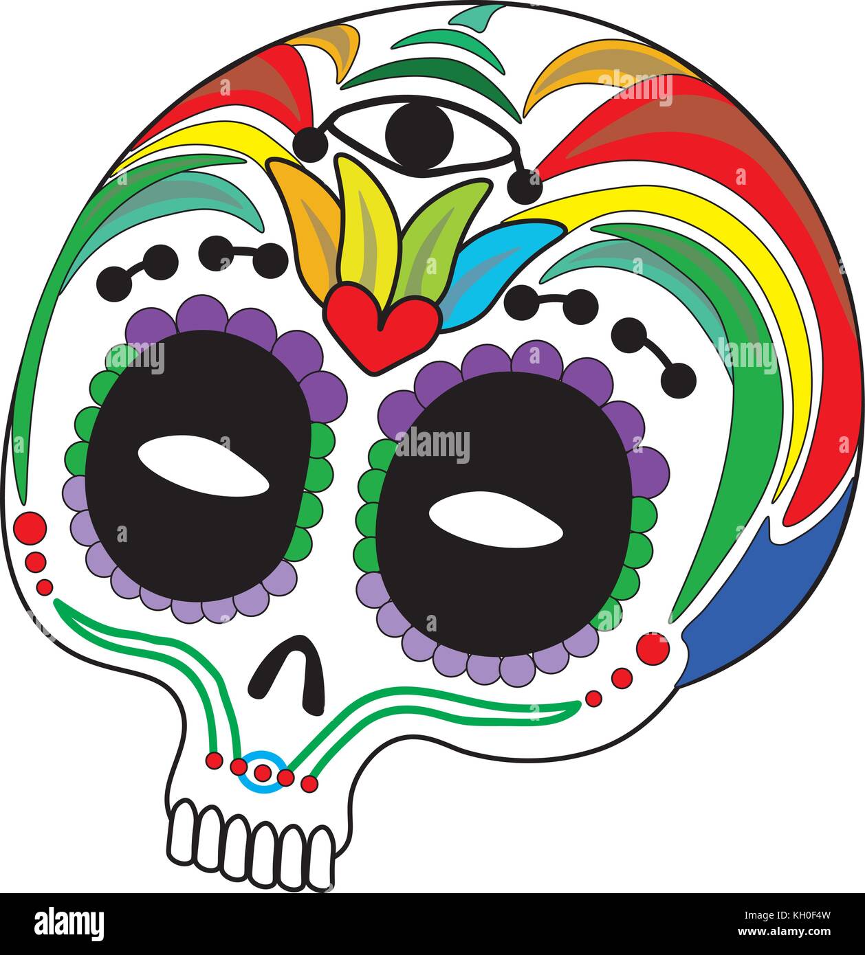 Tradizionale e dipinto cranio vettore (calavera) Illustrazione Vettoriale