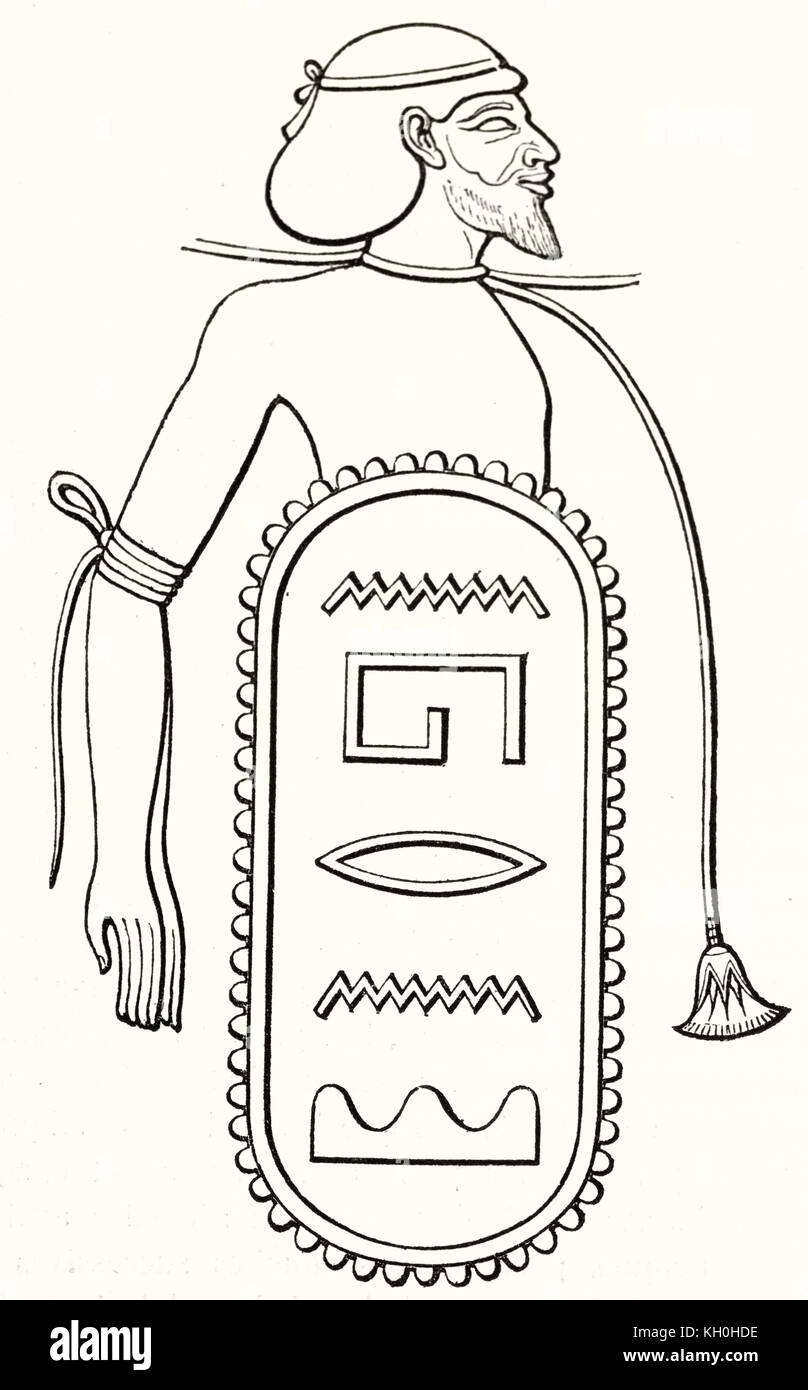 Il vecchio profilo stilizzato ritratto di Naharaim abitante della Mesopotamia (persone). Da autore non identificato, publ. su Magasin pittoresco, Parigi, 1847 Foto Stock