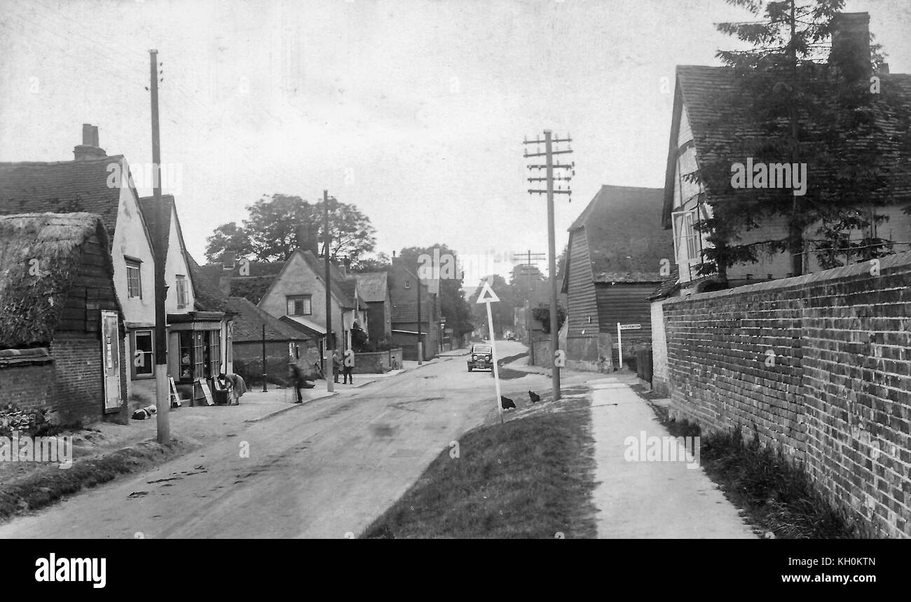 Scena di Harwell villaggio vicino didcot in oxforshire uk mostra histric strade, edifici e a volte le persone. Le immagini in bianco e nero. Foto Stock