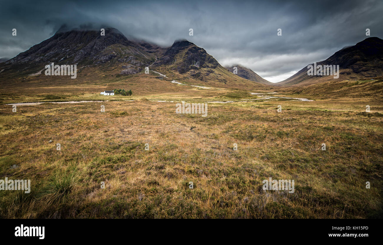 Lonely house di glencoe nelle Highlands della Scozia Foto Stock
