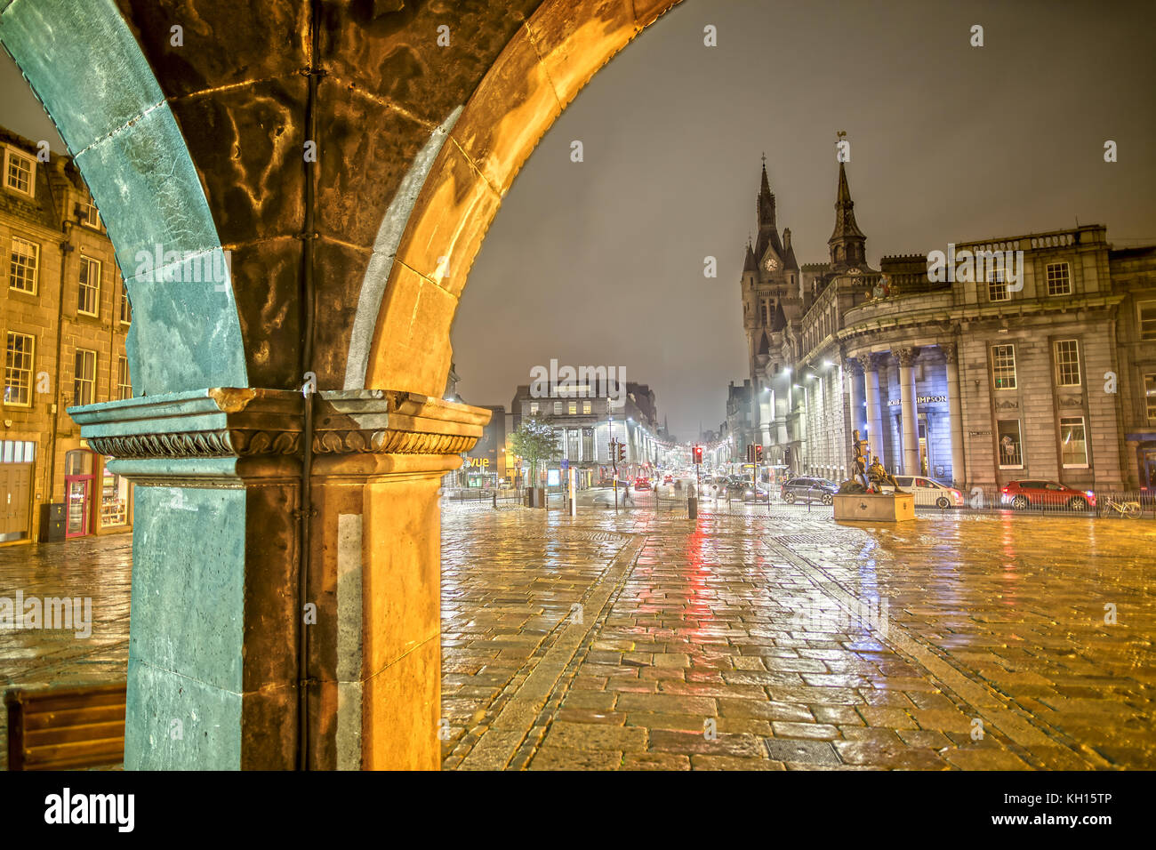 Mercat Cross in Aberdeen, Scozia a notte Foto Stock Mercat Cross in Aberdeen, Scozia a notte Foto Stock