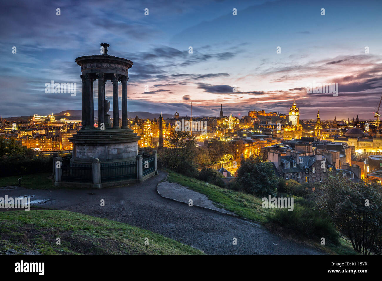 Vista dal Carlton Hill di notte Foto Stock