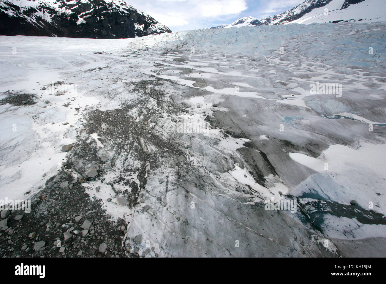 Morena mediale, Mendenhall Glacier, Alaska Foto Stock