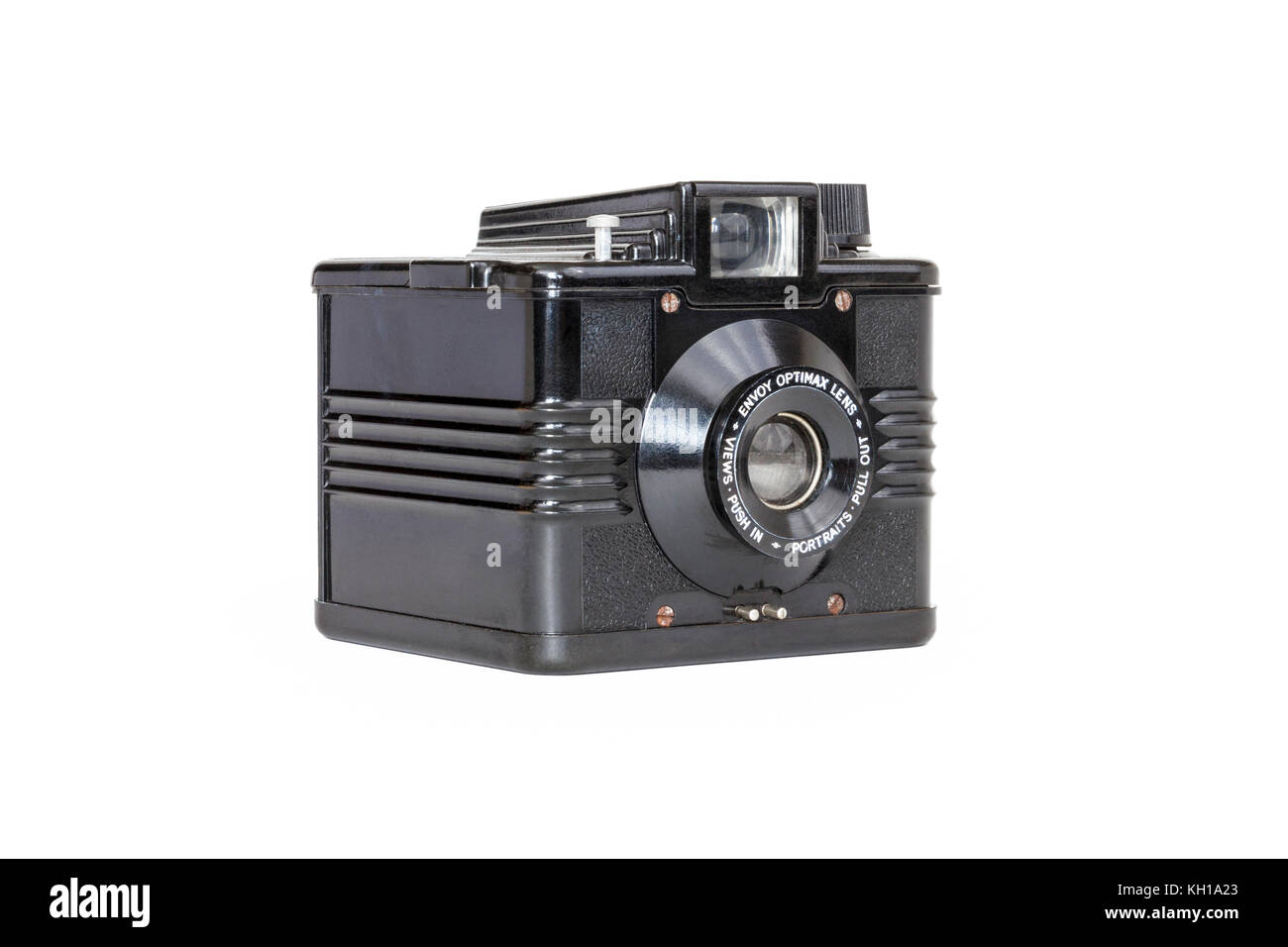 Ilford Envoy 120/620 pellicola in rotolo telecamera box, bachelite, c1953, Optimax lente, isolata contro uno sfondo bianco Foto Stock
