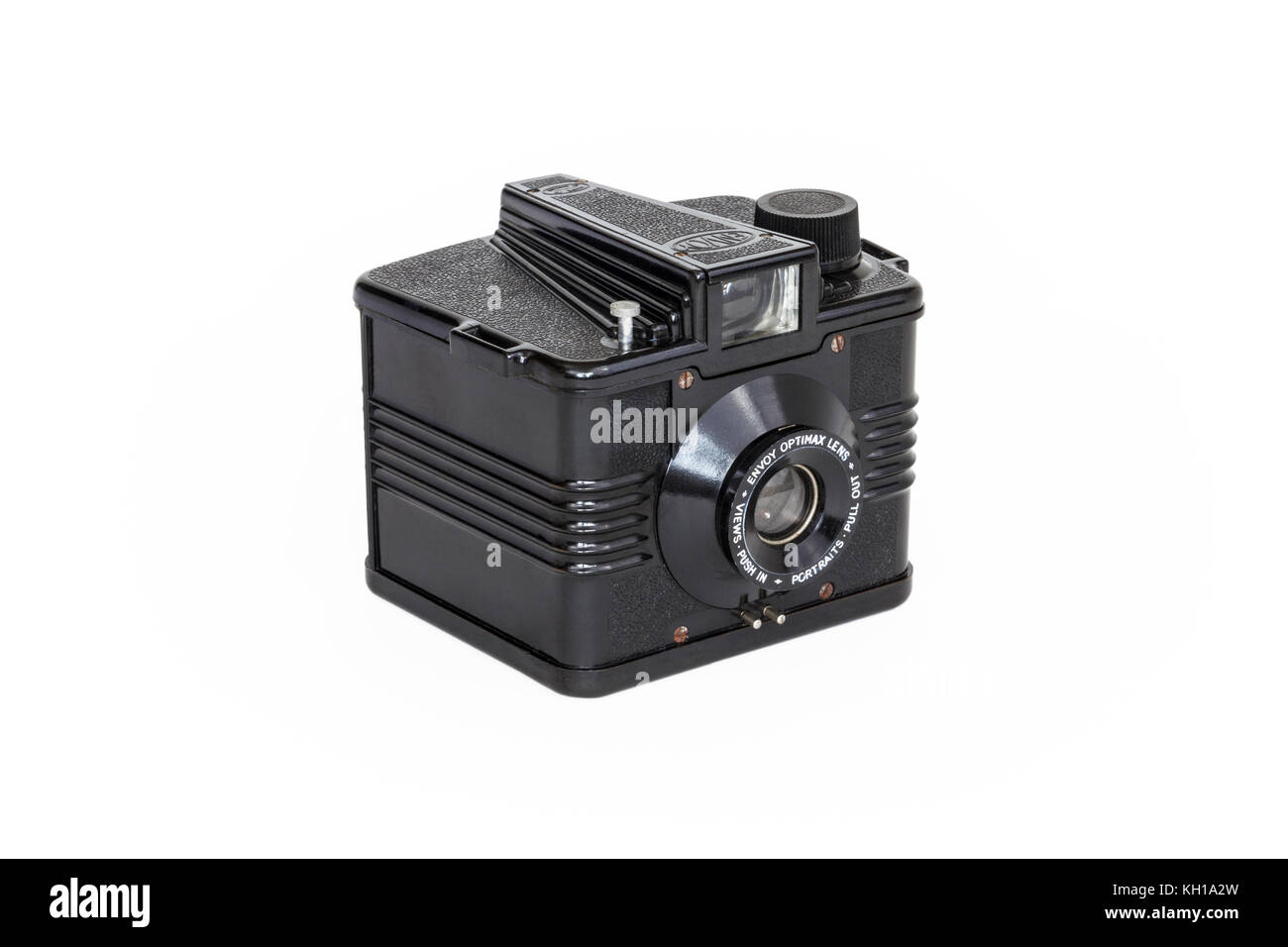 Ilford Envoy 120/620 pellicola in rotolo telecamera box, bachelite, c1953, Optimax lente, isolata contro uno sfondo bianco Foto Stock