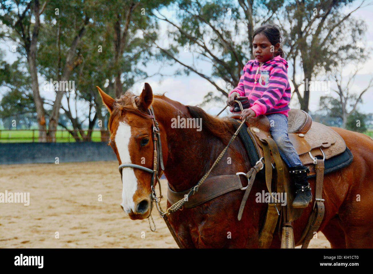 Bambina indigena australiana. Foto Stock
