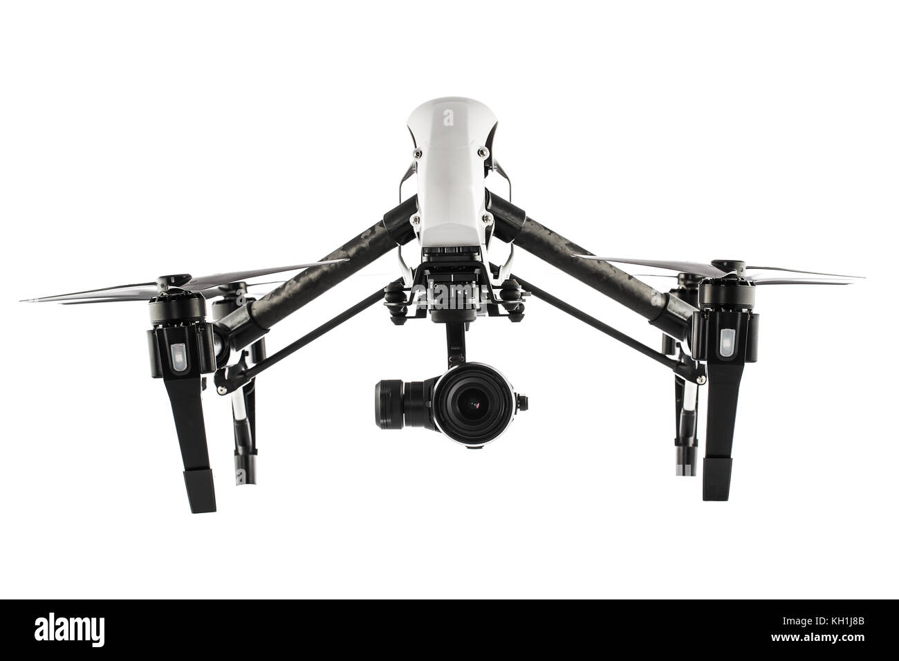 Drone battenti in sfondo bianco, dal basso angolo Foto Stock