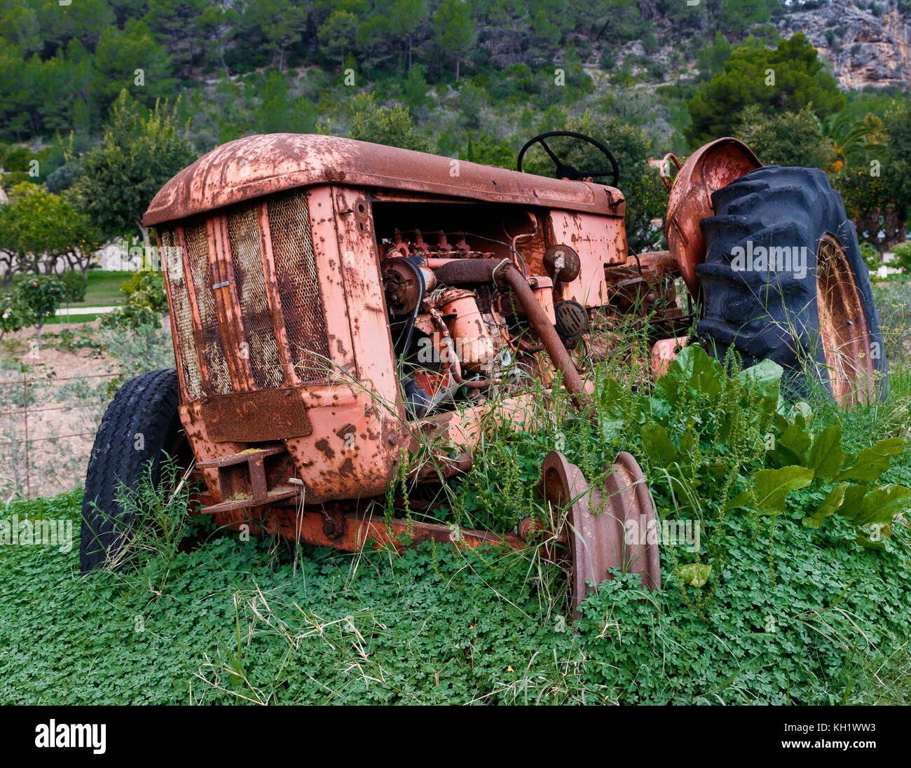 Vecchio trattore abbandonato Foto Stock