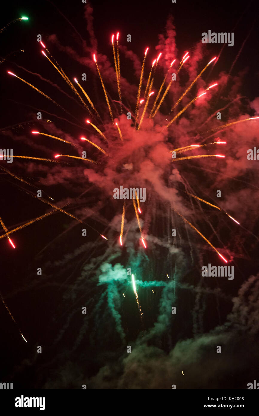 Fuochi d'artificio notte, West Sussex Foto Stock