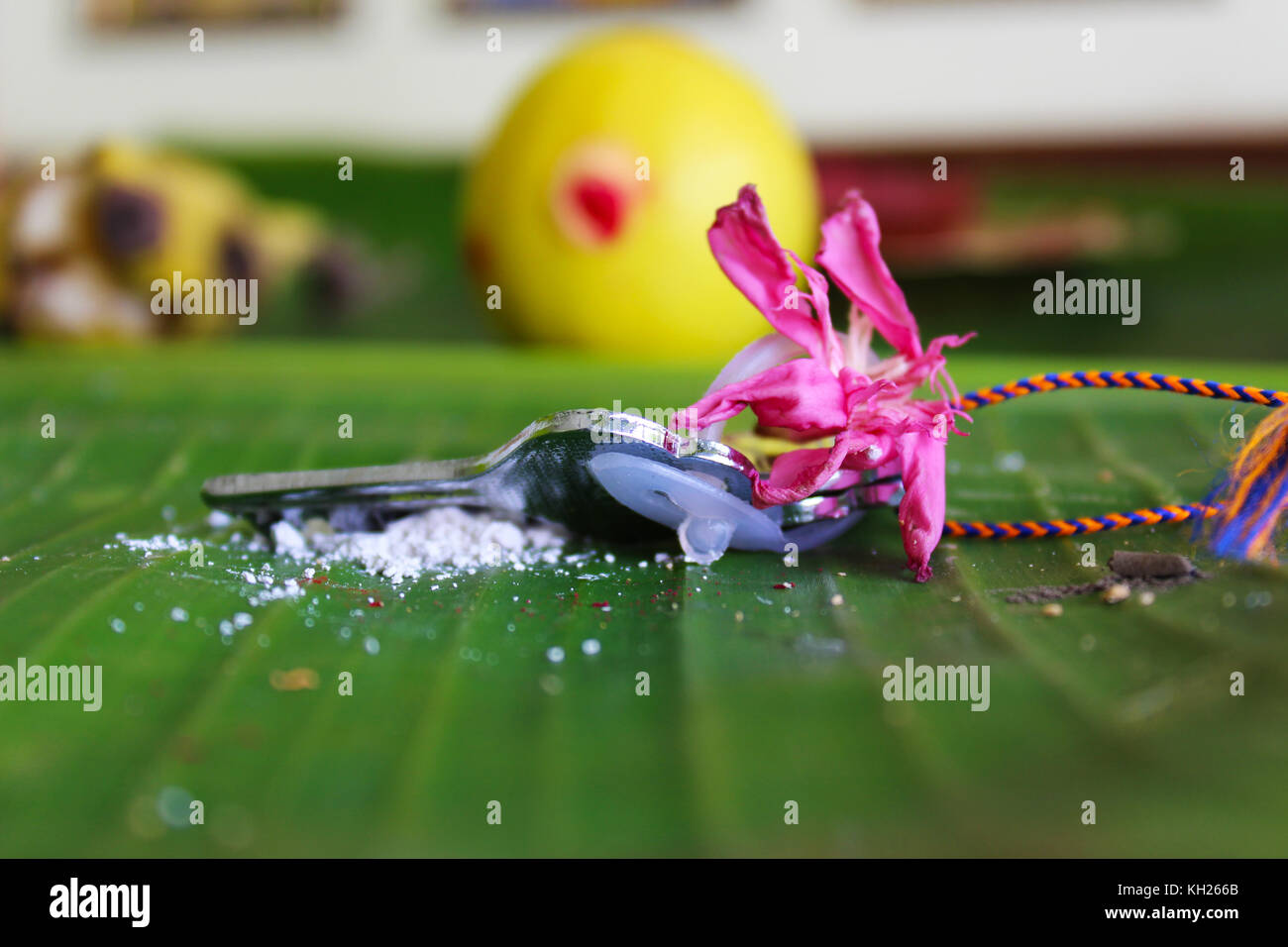 Indian casa tradizionale pooja riscaldamento Foto Stock