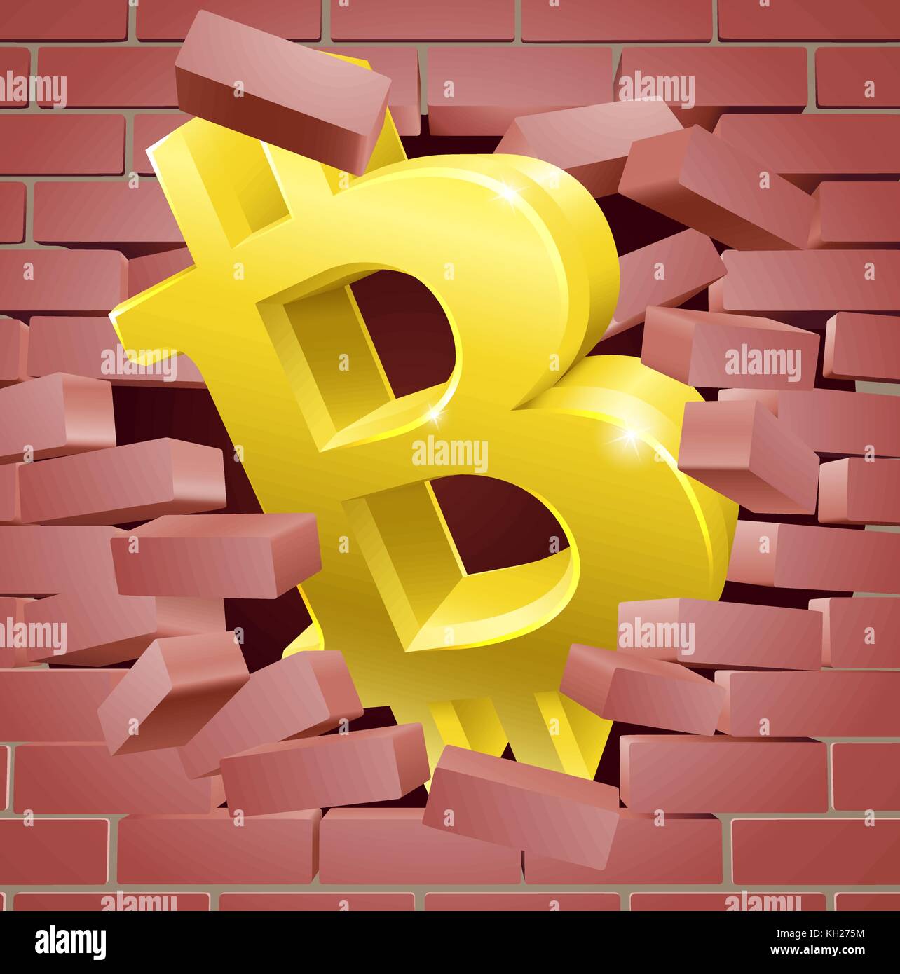 Bitcoin Breaking Wall concetto Illustrazione Vettoriale