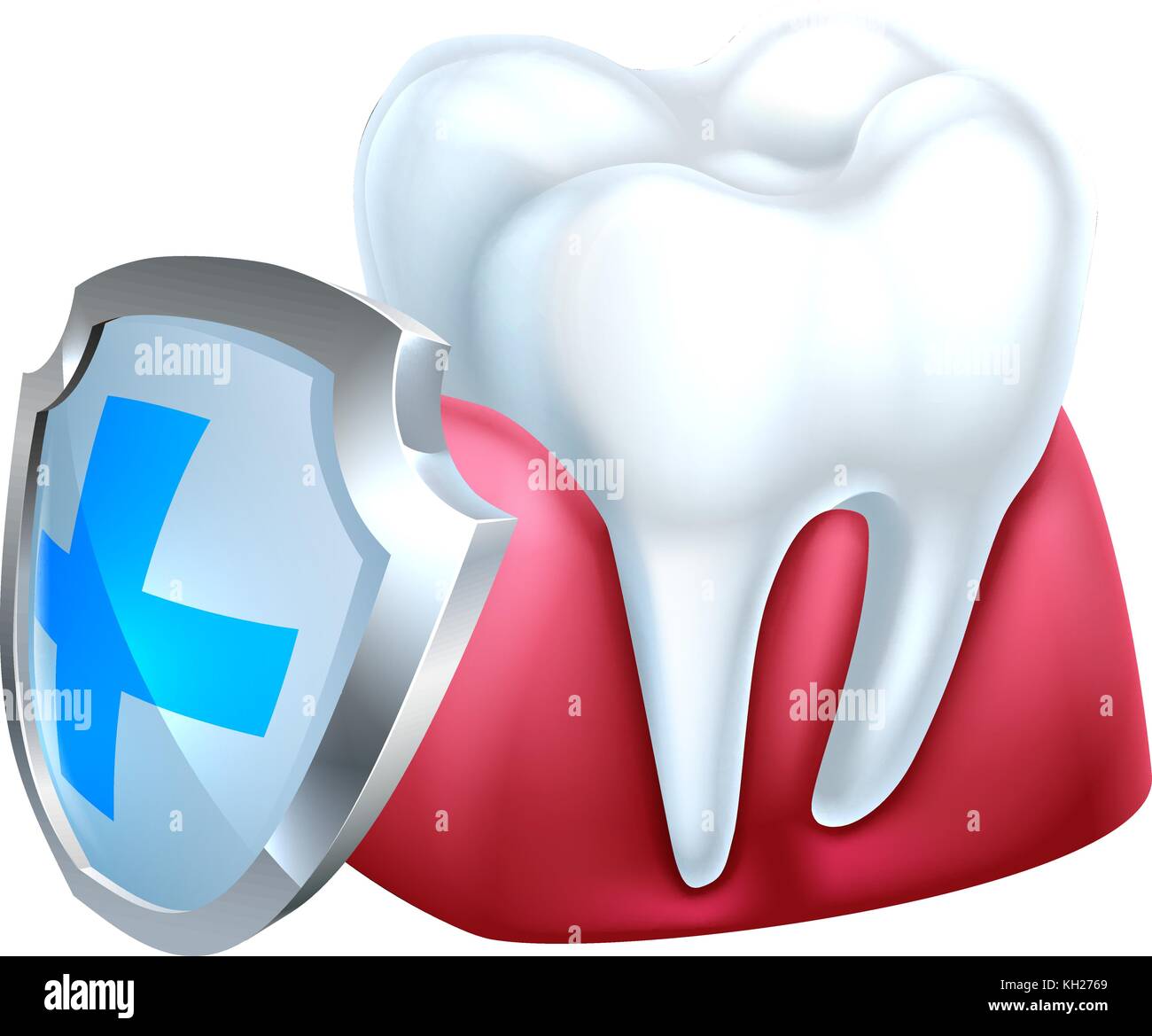 Icona GUM Tooth e Shield Illustrazione Vettoriale