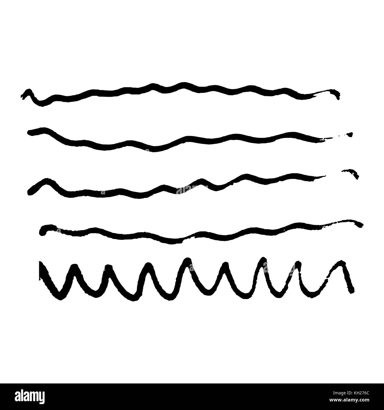Pennarello disegnato a mano. Evidenziatore con forma d'onda lineare, illustrazione del vettore di tracciatura Foto Stock