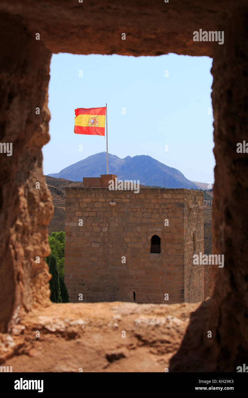 La Torre del homenaje (tenere) del XIV secolo del Alcazaba (fortezza) di Antequera, Spagna Foto Stock