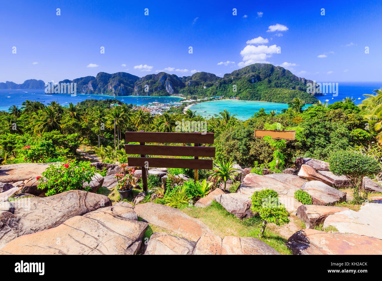 Krabi, Thailandia. Phi Phi Don, panormic vista sulle isole. Foto Stock