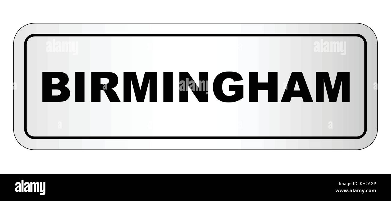 La città di Birmingham targhetta di fabbrica su sfondo bianco Illustrazione Vettoriale