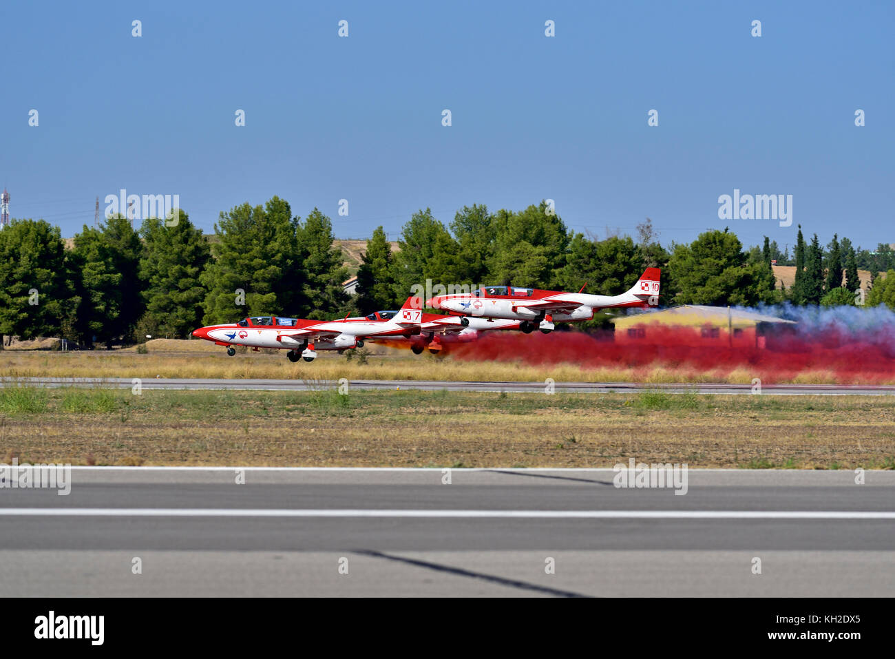 ISKRA Polish Air Force Team all'Athens Flying Week 2017 Air-Show nella base aerea di Tanagra, Grecia Foto Stock