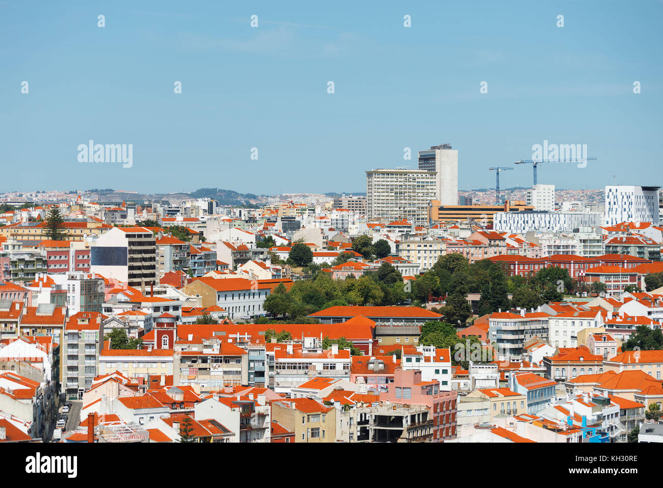 Vista aerea del centro di Lisbona. Foto Stock