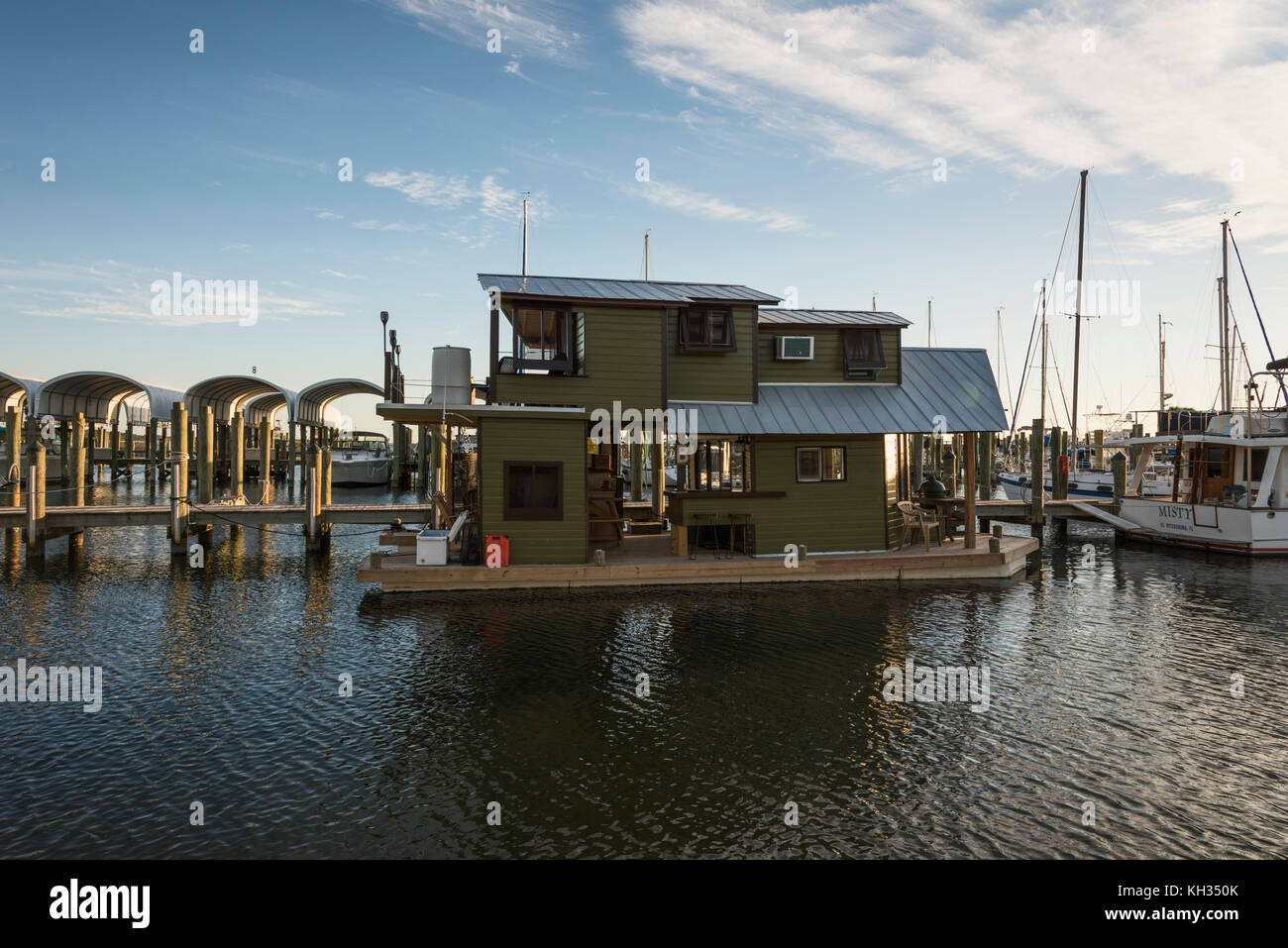 Port St. Joe Marina House boat Foto Stock