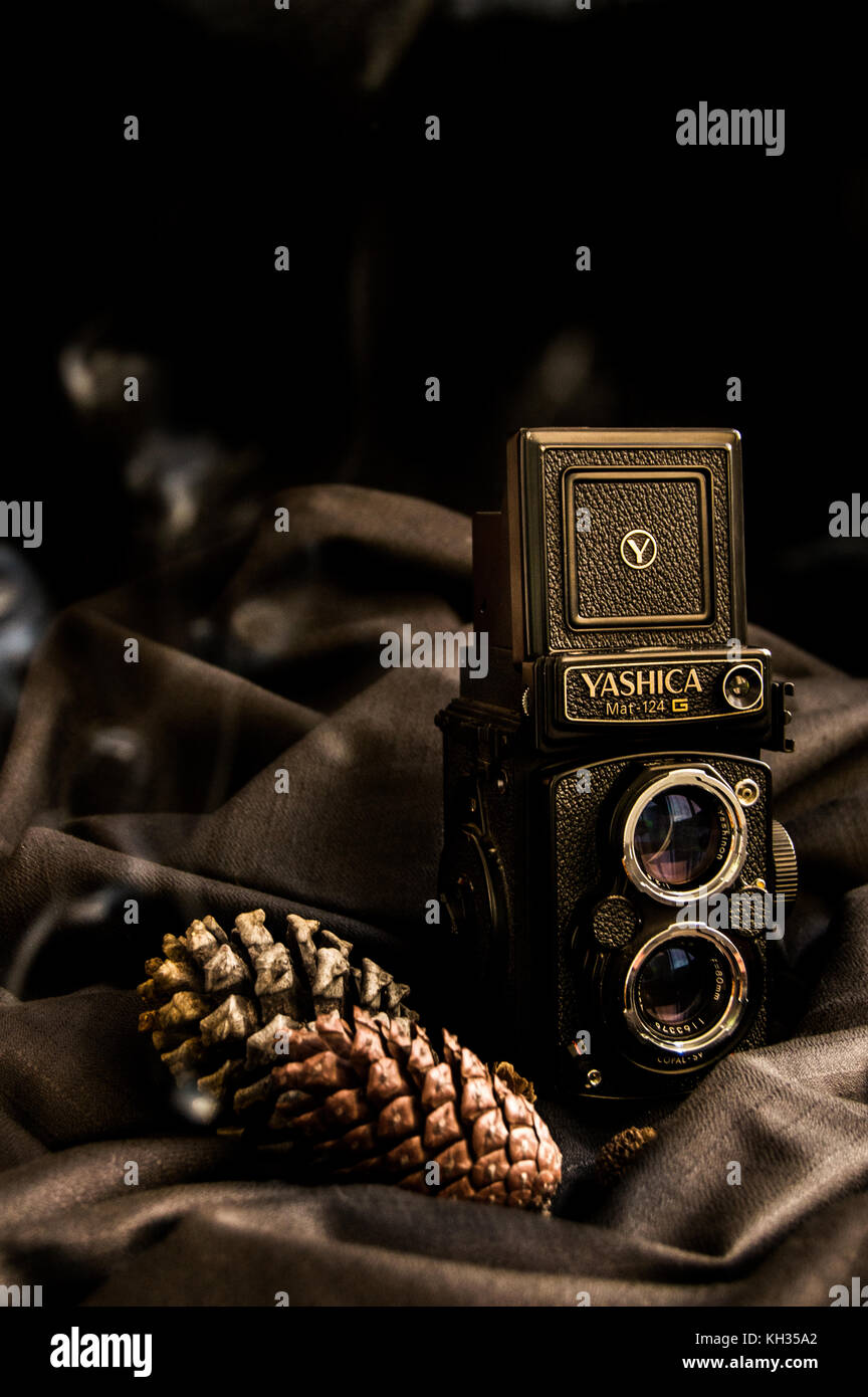 Un vecchio analogico fotocamera di medio formato Foto Stock