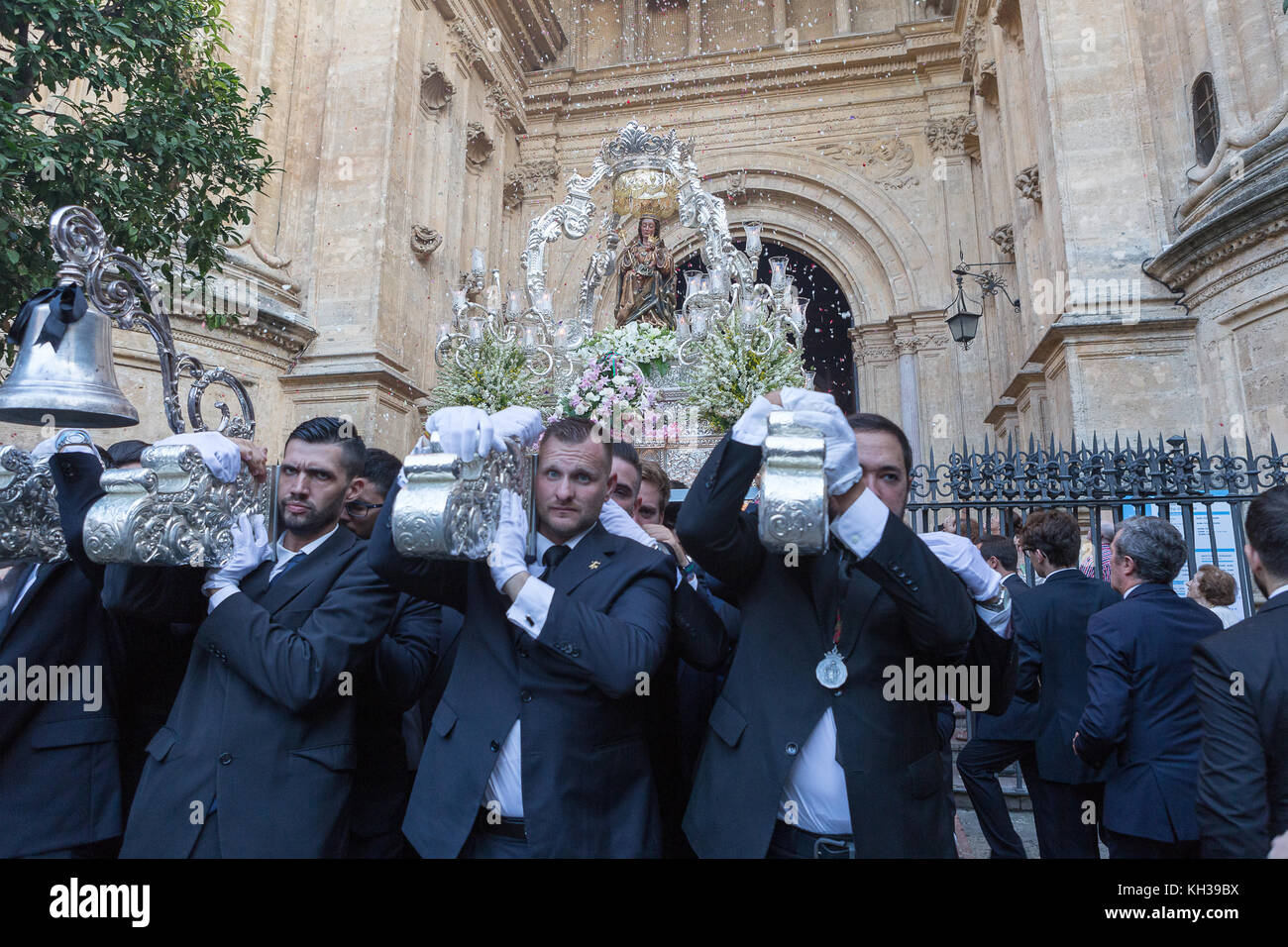 Ogni anno nel mese di settembre in Málaga il giorno della Virgen de la Victoria è celebrata il 8 settembre quando la processione si svolge. Foto Stock