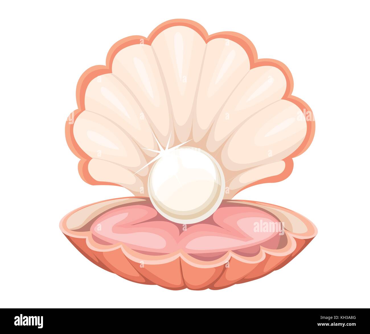 Migliore qualità di bella naturale aperto perla shell close up realistico unico oggetto prezioso al vettore di immagine illustrazione pagina del sito web e mobile app des Illustrazione Vettoriale