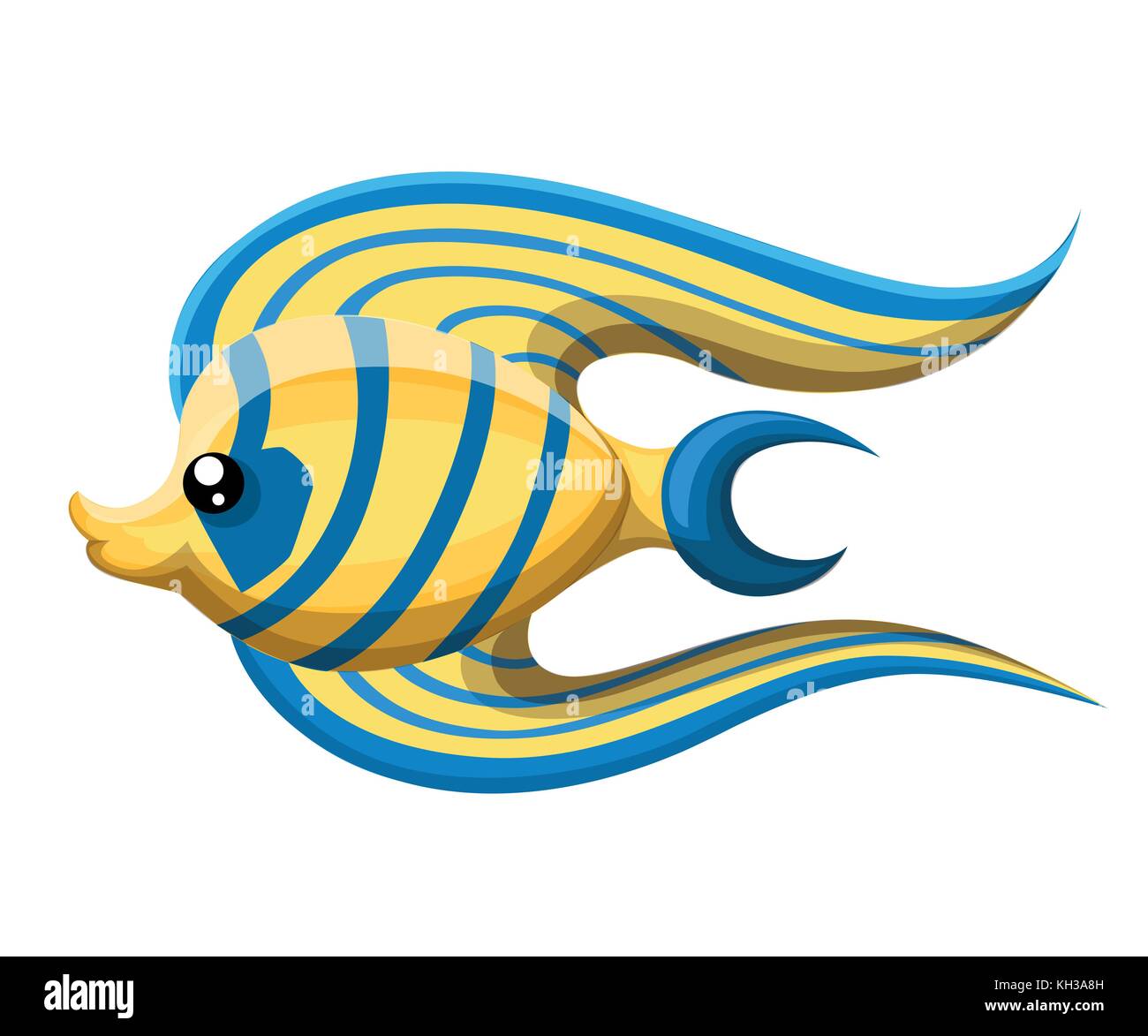 Fiume isolato di pesci di acquario d acqua dolce cartoon pesci. varietà ornamentali colore popolare pesce. design piatto di pesce. illustrazione vettoriale, pesci. Illustrazione Vettoriale