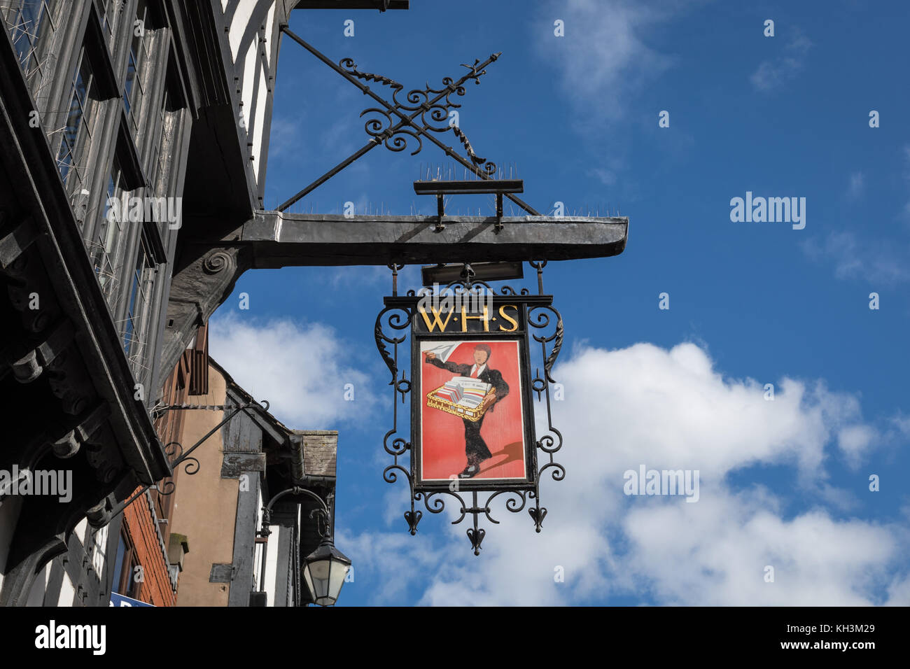 WHSmith: informare (noto anche come WHS) segno, Chester, Cheshire, Regno Unito Foto Stock