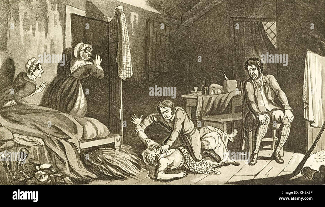 Maggiori dettagli attacco idealizzato di burke assassinare margaret docherty (noto anche come margery campbell) da Robert seymour 1829 Foto Stock