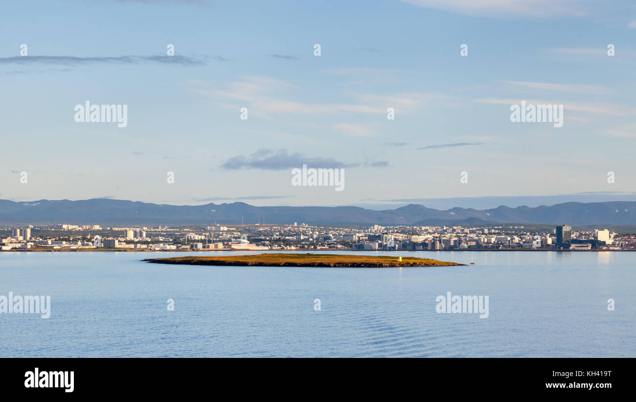 Reykjavik Waterfront. Una vista del lungomare di Reykjavik in Islanda. Foto Stock