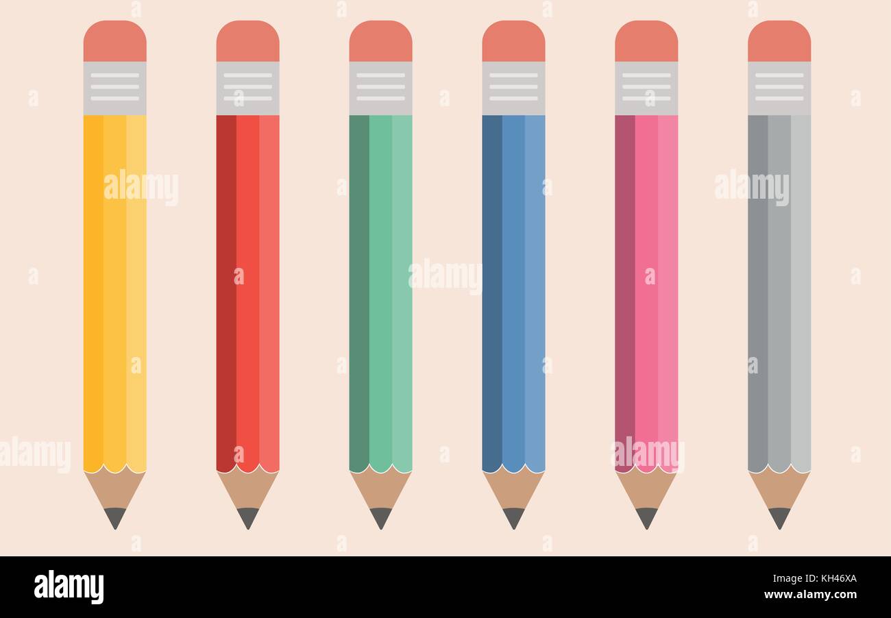 Classico jumbo matita colorata con punta di gomma Illustrazione Vettoriale