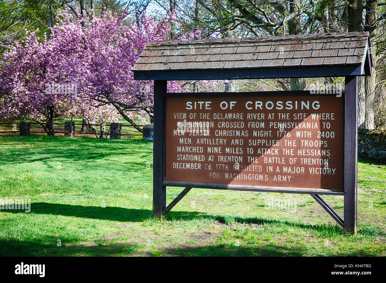 Firma a Washington's Crossing State Park, Titusville, New Jersey Foto Stock