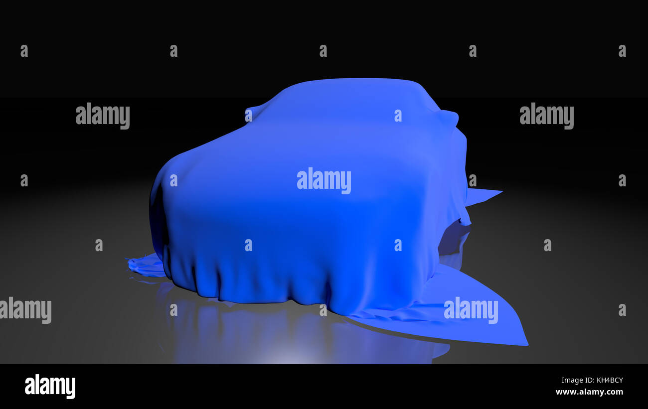 Macchina coperto con un panno. 3D render Foto Stock