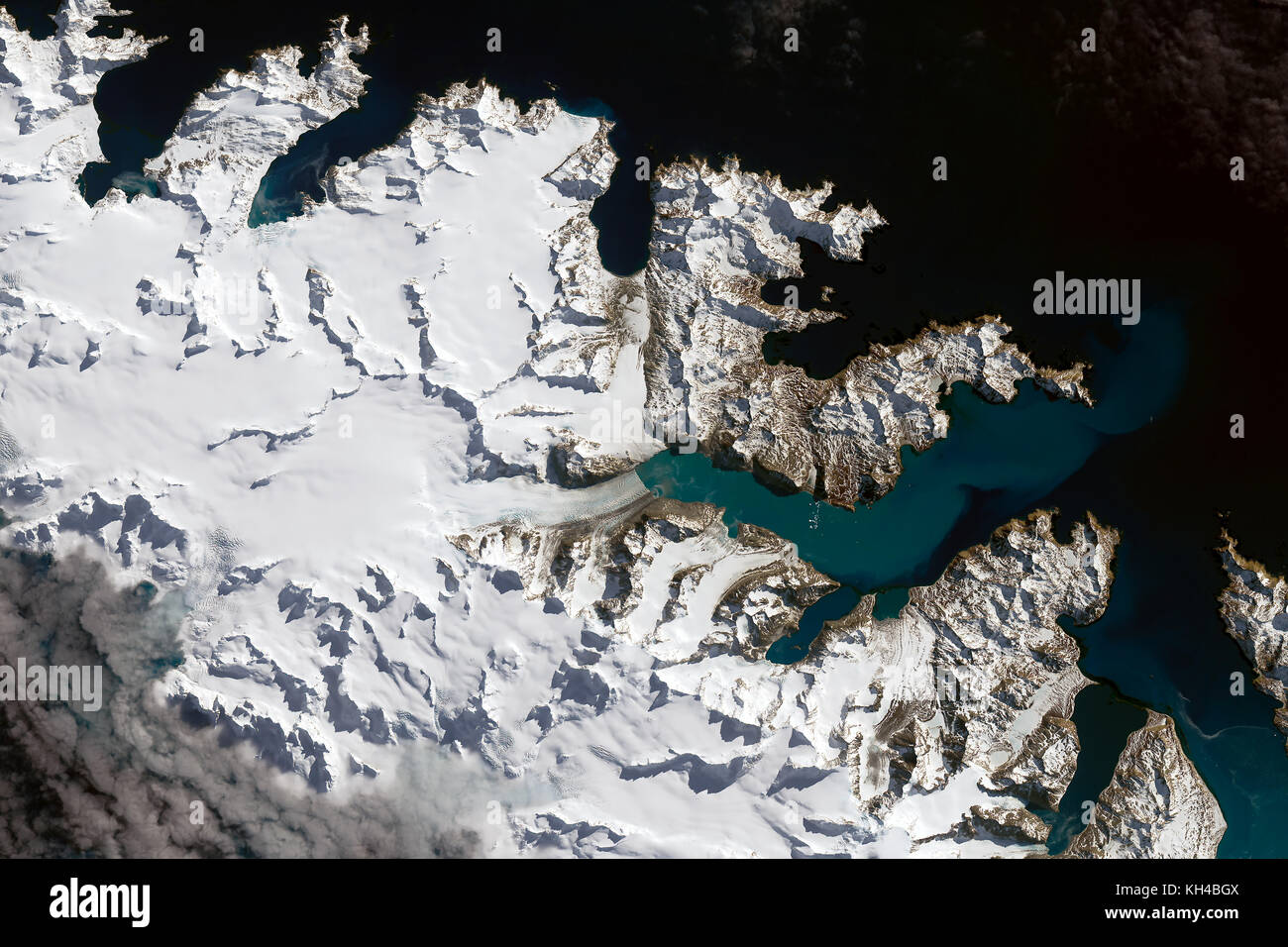 I ghiacciai della Georgia del Sud e Isole Sandwich del Sud il 14 settembre 2016, dalla NASA Foto Stock