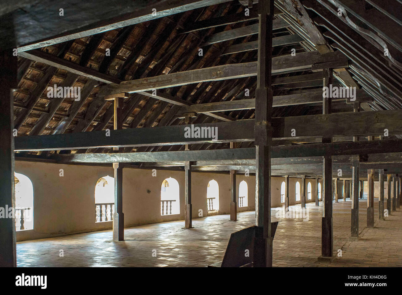 Sala da pranzo Padmanabhapuram Palace, Tamil Nadu, India, Asia Foto Stock