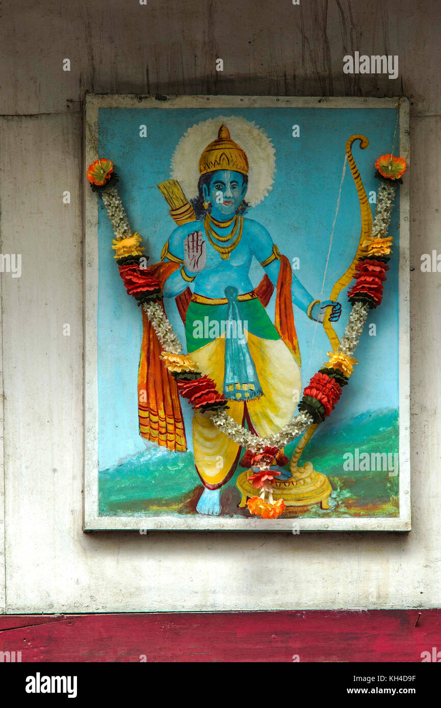 Signore Ram dipinta su shop, Sangli, Maharashtra, India, Asia Foto Stock