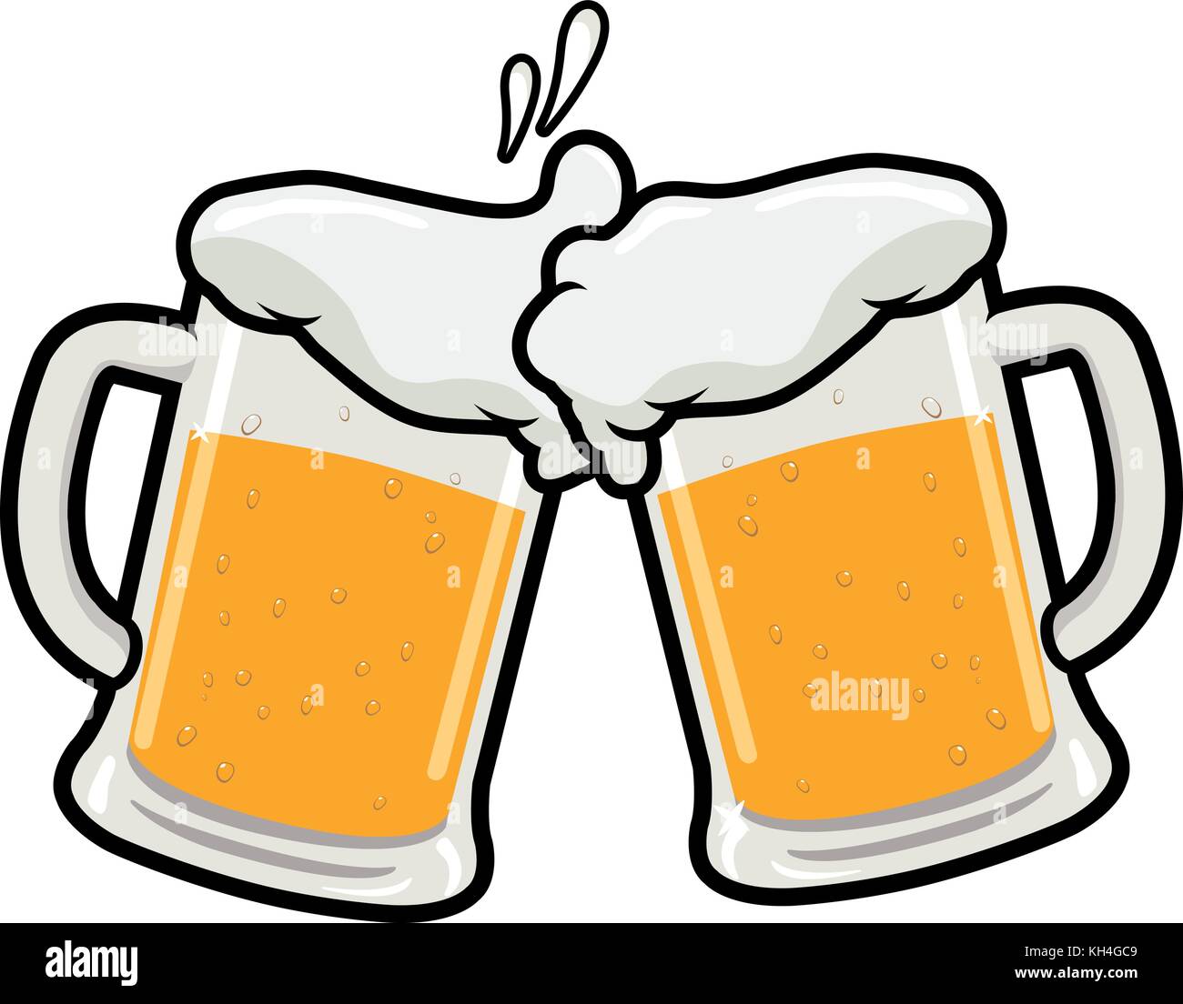 La birra tostatura. illustrazione vettoriale di due boccali da birra  Immagine e Vettoriale - Alamy