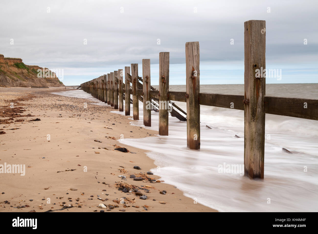 Happisburgh, mare difese, Norfolk, Regno Unito Foto Stock