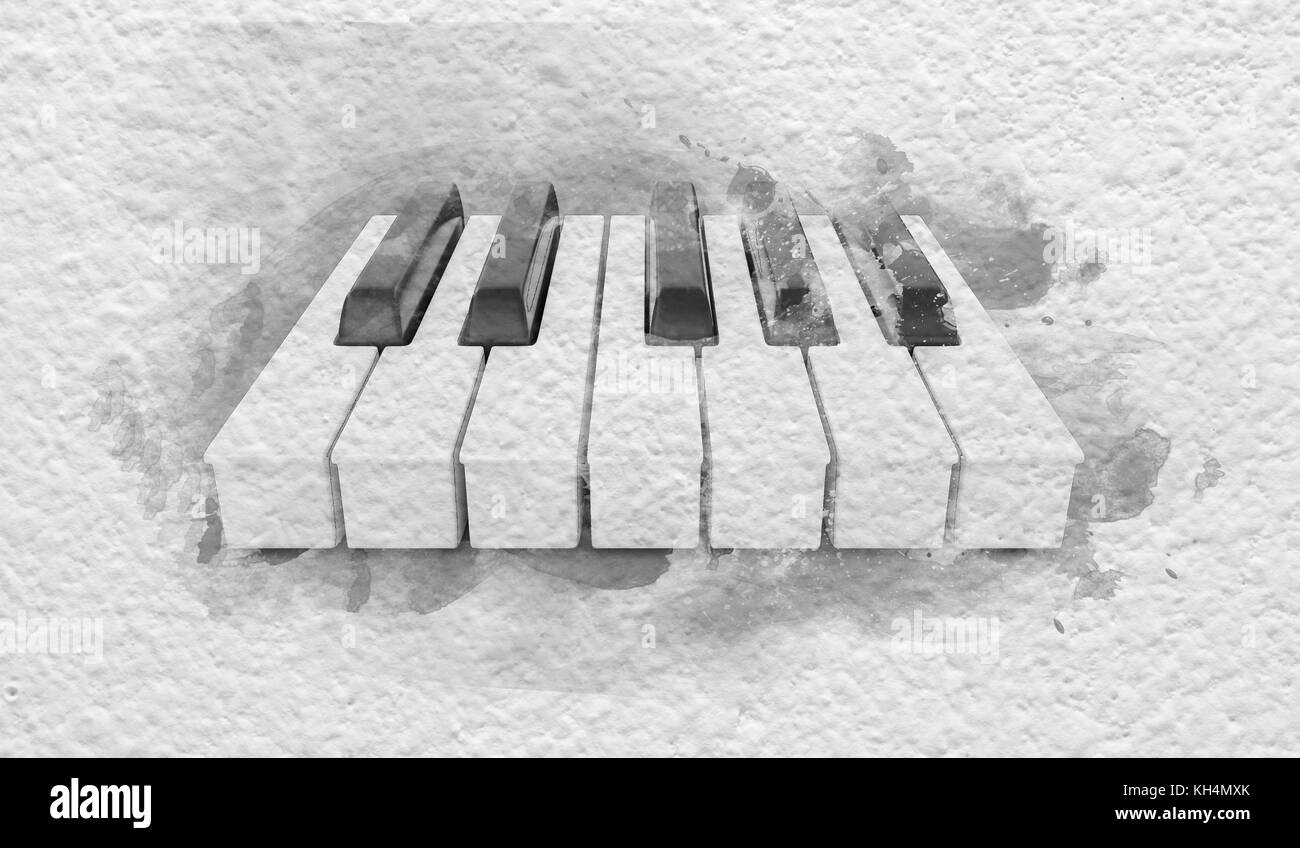 Astratta brush tasti di pianoforte sul cartone sfondo della carta. Foto Stock