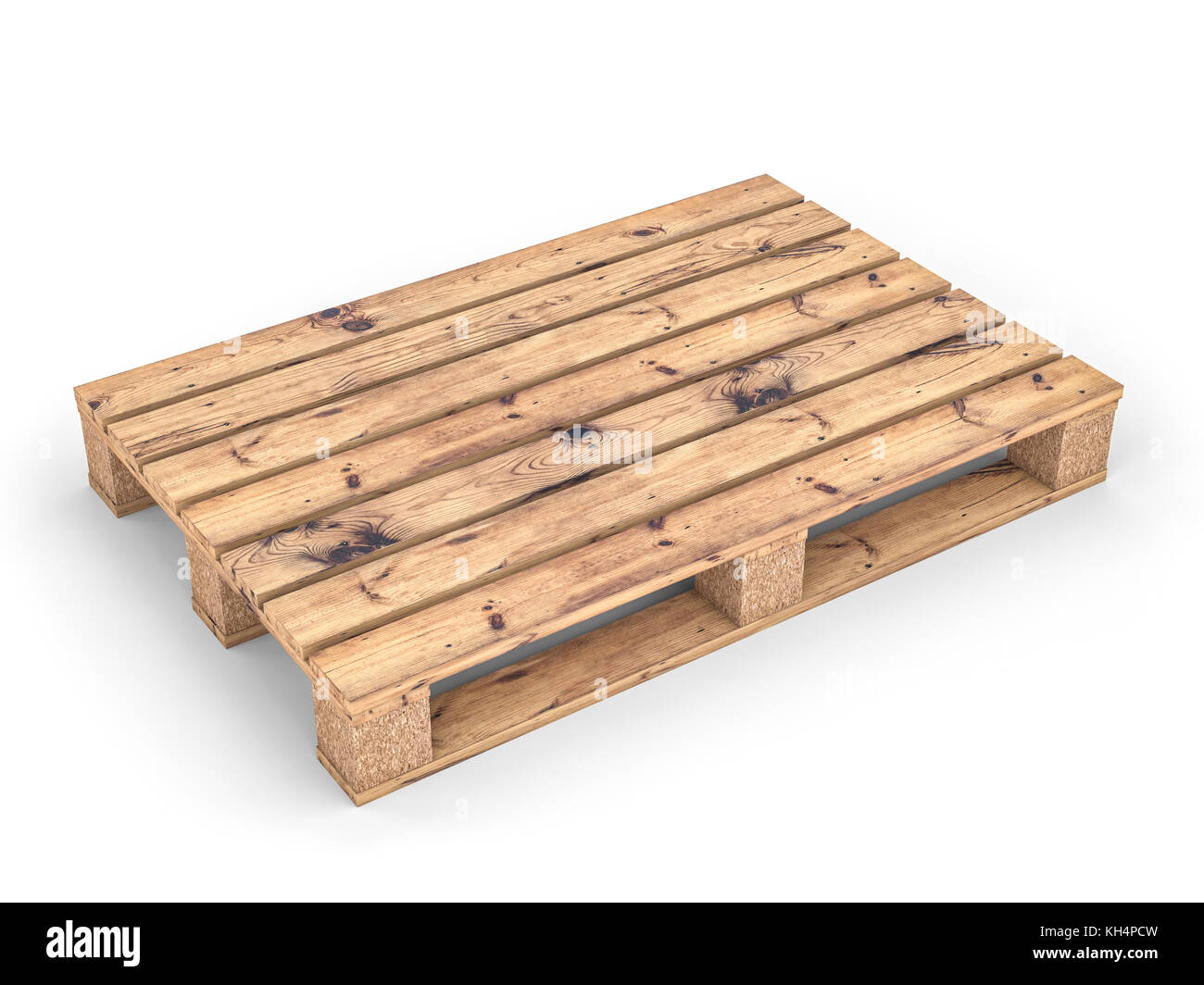 Pallet in legno su bianco 3d rendering immagine Foto Stock