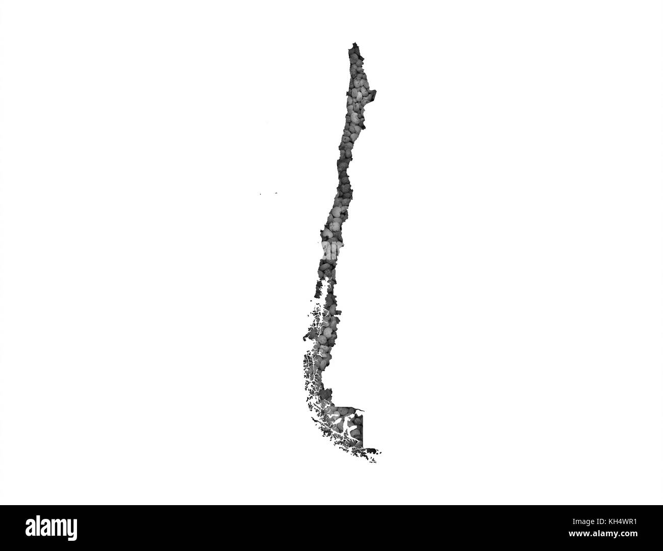 Mappa di Cile su di semi di papavero Foto Stock