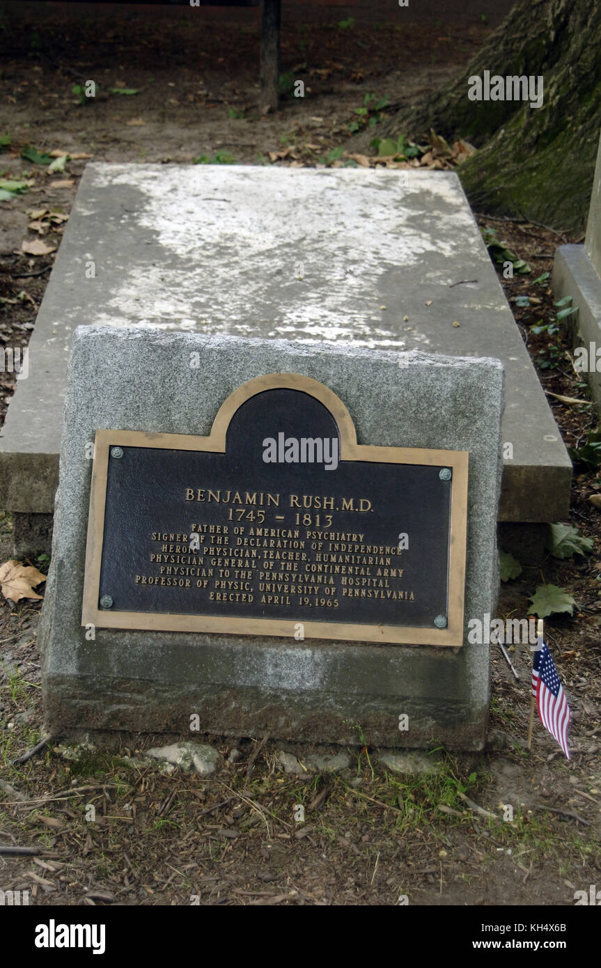 Stati Uniti d'America. pennsylvania philadelphia. Cristo sepoltura. tomba di Benjamin rush (1745-1813), uno del padre fondatore degli stati uniti. Foto Stock