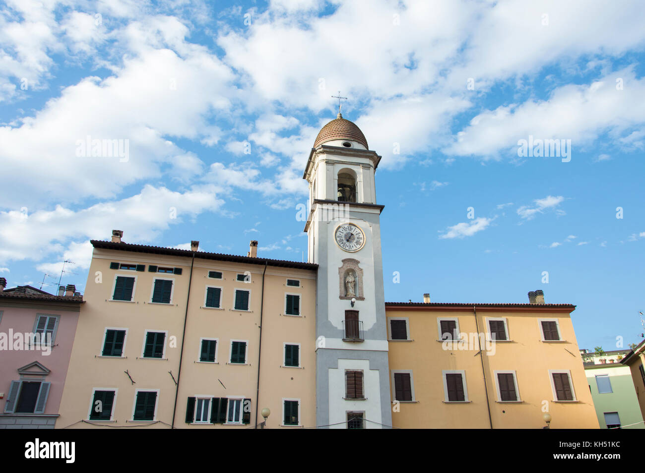 Villaggio Orologio a Rocca San Casciano, piccola città in Italia Foto Stock