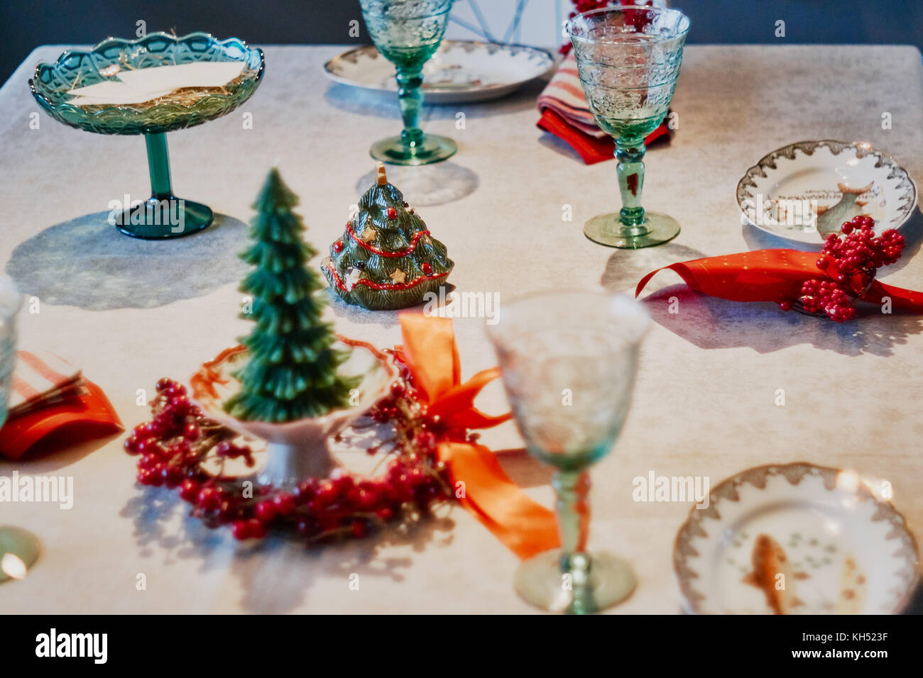 Decorazione di Natale del tavolo di Natale, Foto Stock