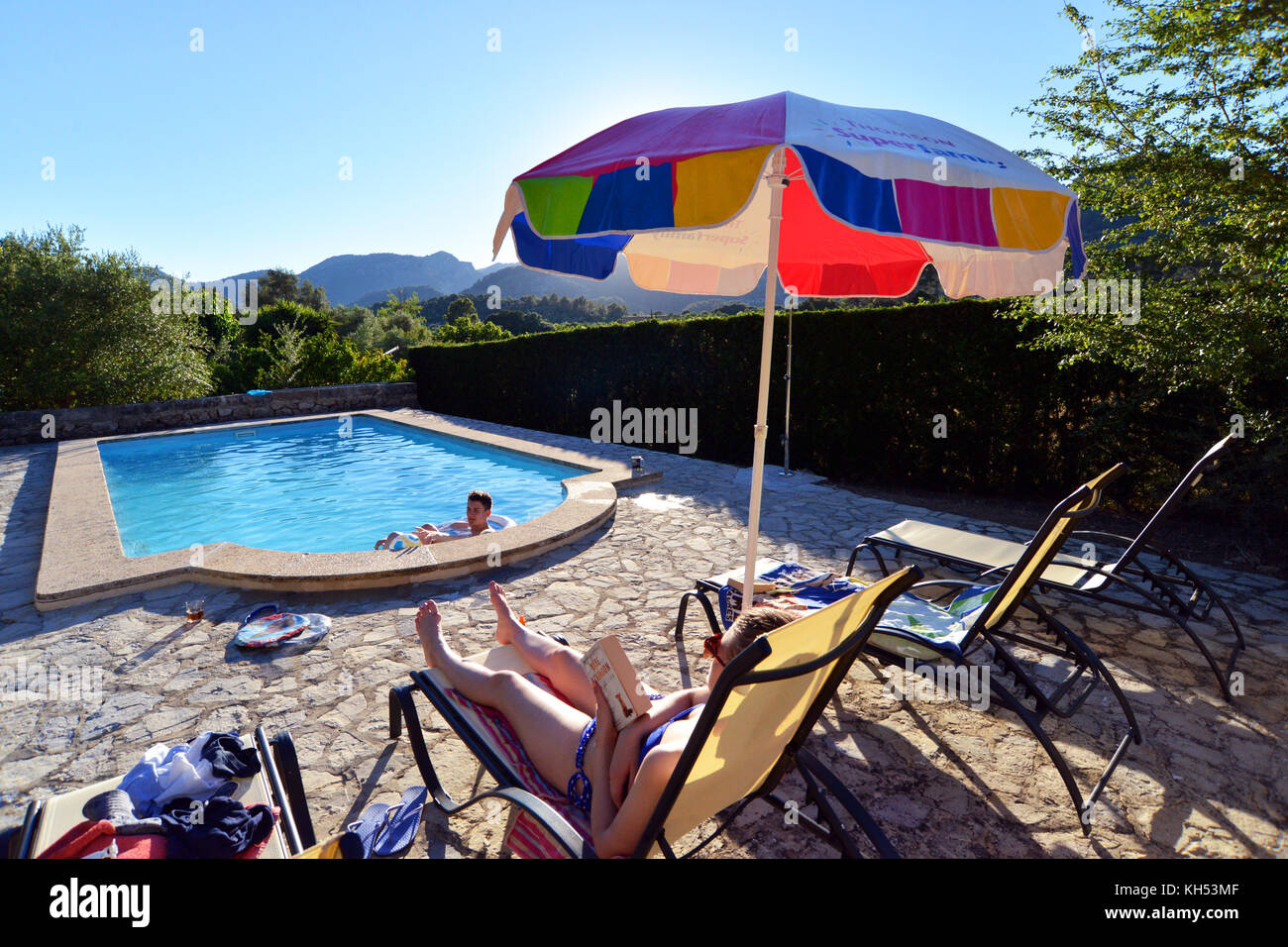 Idilliaca vacanza villa con piscina sull'isola di Mallorca Spagna Spain Foto Stock