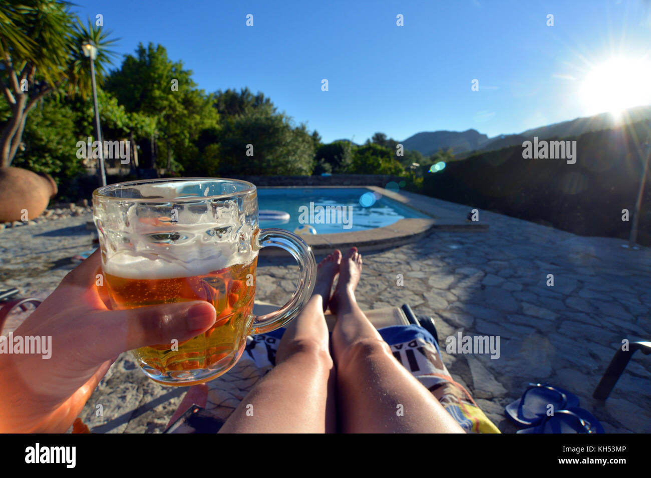 Idilliaca vacanza villa con piscina sull'isola di Mallorca Spagna Spain Foto Stock