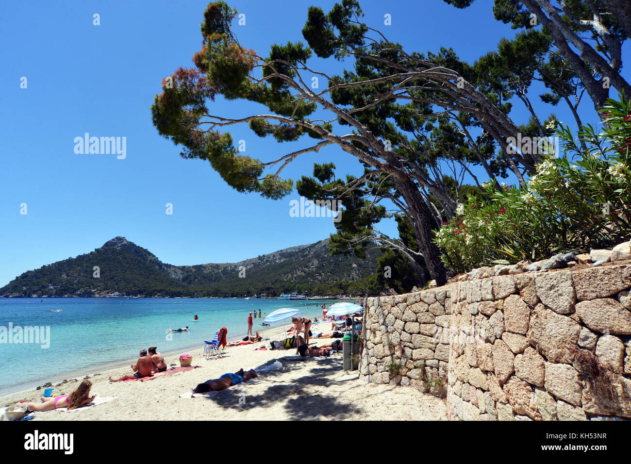 Vacanze estate spiaggia di Maiorca Isole Baleari, Spagna. Foto Stock